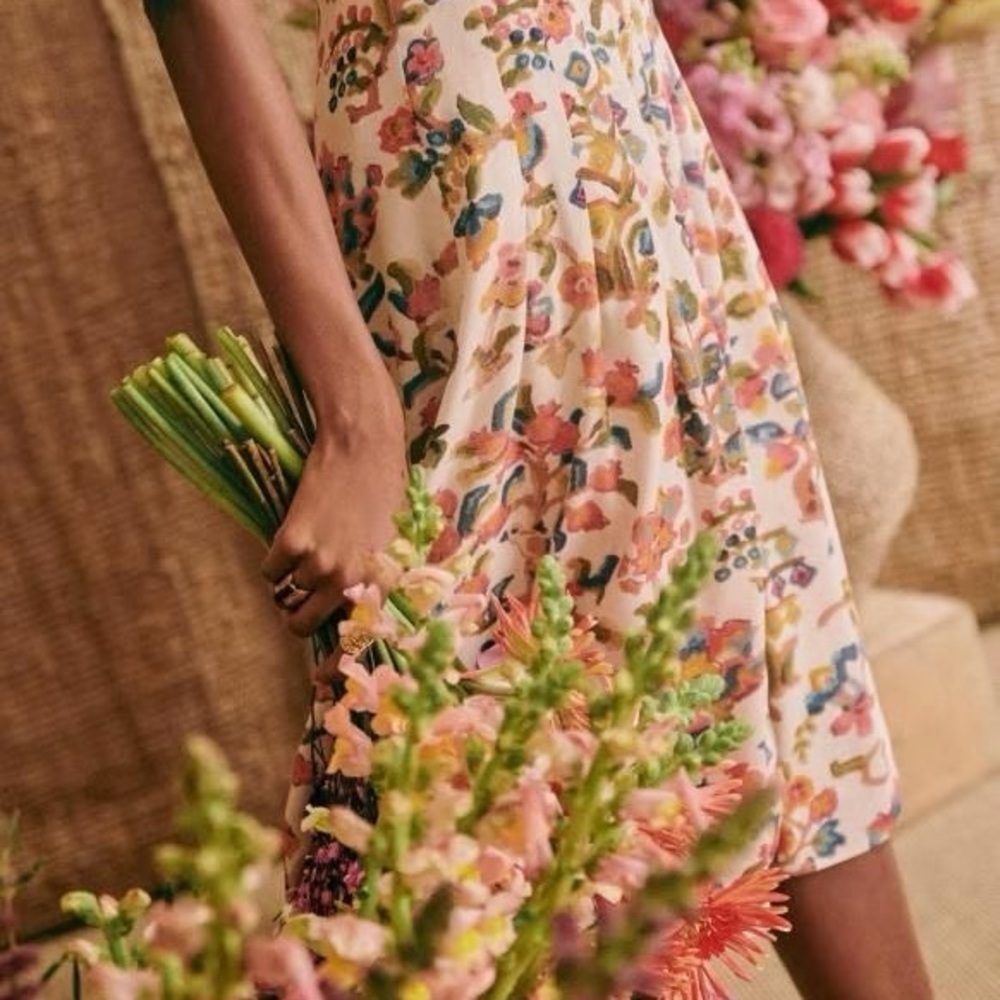 Sezane Multicolor Floral A-Line Skirt